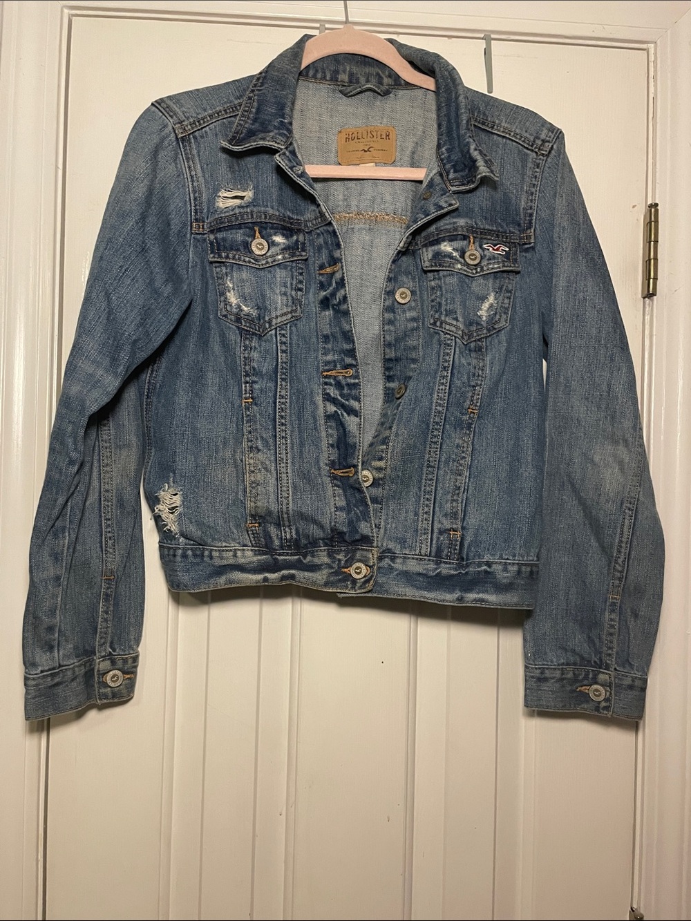 Hollister Medium Blue Distressed Denim Jacket